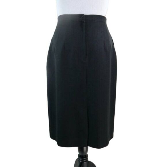 Vintage Worthington Size 16 Wool Blend Pencil Skirt Black High Waist Pockets - Picture 4 of 12